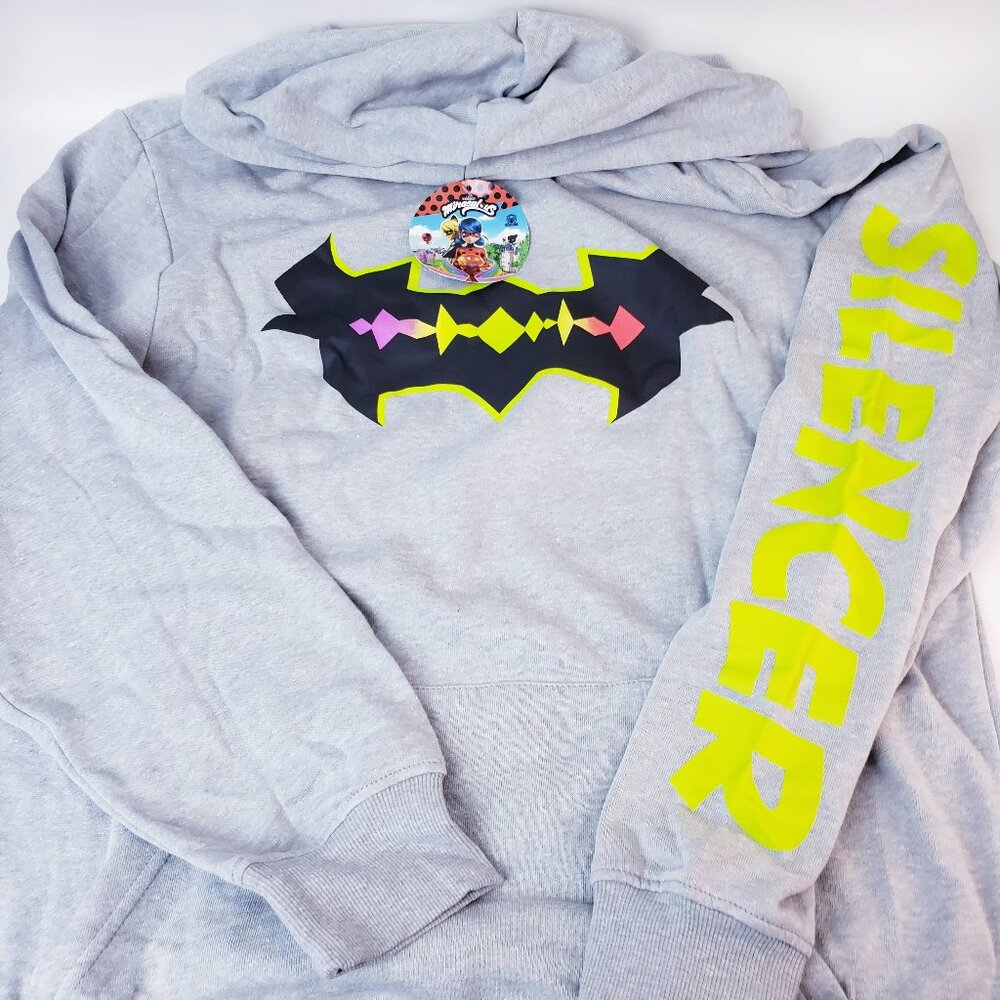 Miraculous Ladybug Cultrefly ~ Adult M Gray Silencer Hooded Hoodie Sweatshirt